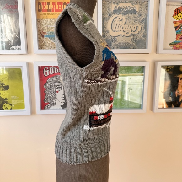 Vintage 80s Ski Scene Knit Sweater Vest - Picture 3 of 10